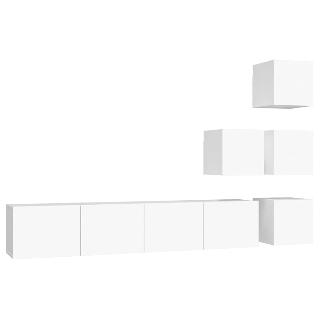 vidaXL TV Stand, Wall Mounted Entertainment Center TV Media Console, Floating TV Stand for Living Room, Modern Style, White Engineered Wood