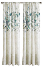 Chf Watercolor Floral Print Flip Over Rod Pocket Single Curtain Panel, 84 In, Aqua