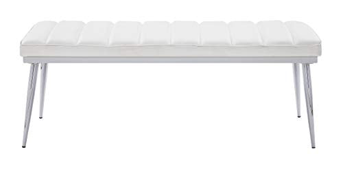 Acme Weizor Bench in White PU & Chrome