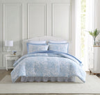 Laura Ashley- King Comforter Set, Cotton Reversible Bedding Set With Matching Sham(S), Farmhouse Home D  Cor (Bedford Blue, King
