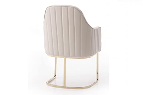 HomeRoots Grey Faux Leather, Stainless Steel Gray Gold Modern Dining Chair