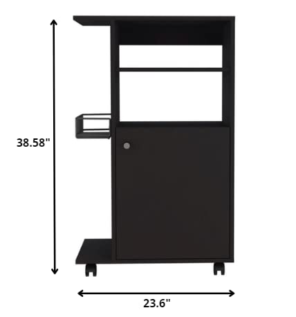 HomeRoots Contemporary Black Rolling Kitchen Cart
