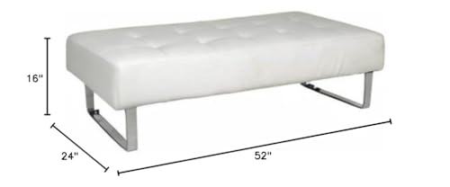 HomeRoots 52' X 24' X 16' White Faux Leather Bench