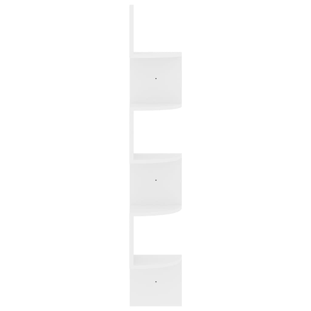 vidaXL Wall Corner Shelf | 48.4 High | Glossy White Finish | Engineered Wood | Space-Saving Floating Book, Awards, Collectables Display | Modern Home Décor