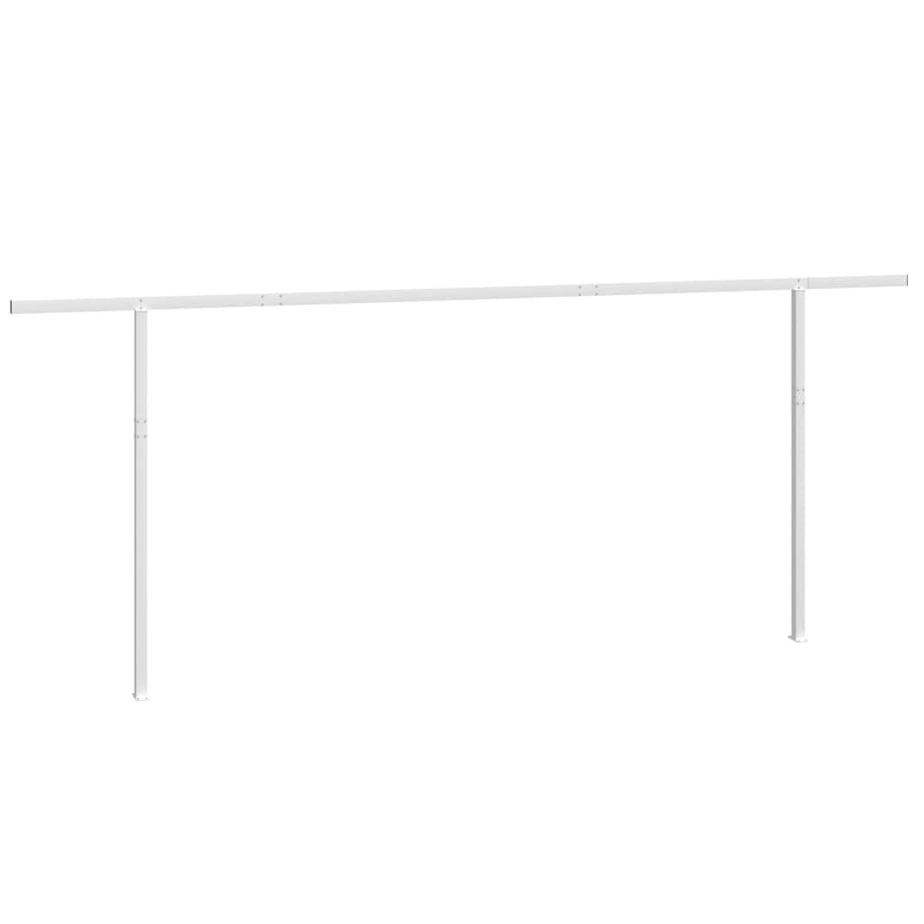 vidaXL White Awning Post Set - Iron Construction - Double Post Design - 236.2&quot;x96.5&quot; Size - Ideal for Terrace, Balcony, Garden