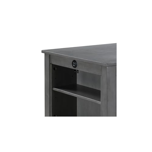 LILOLA LIVING Graham Gray Finish Small Space Counter Height Dining Table with USB Charging Ports and Shelves