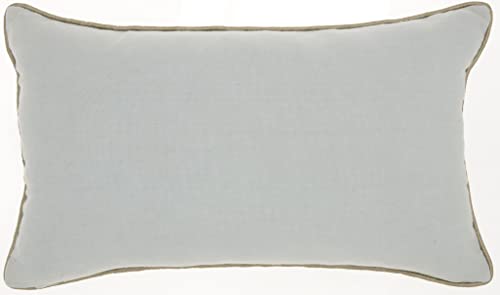 HomeRoots Grey Cotton Periwinkle Embellished Lumbar Pillow