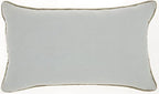 HomeRoots Grey Cotton Periwinkle Embellished Lumbar Pillow