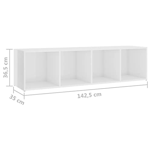 vidaXL TV Cabinet Set 4 Piece Bedroom Living Room Entertainment Center HiFi Cabinet TV Stand Unit Furniture High Gloss White Engineered Wood