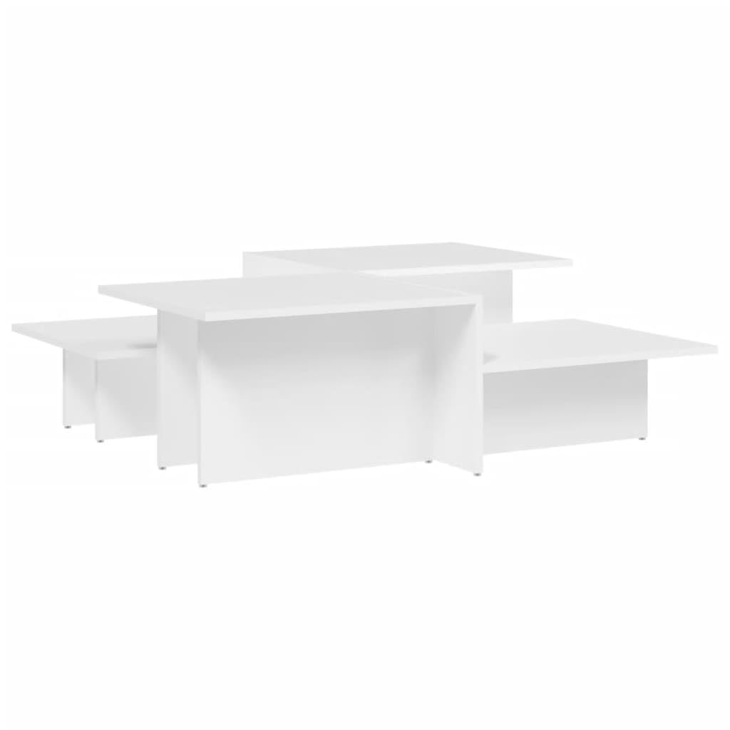 vidaXL White Coffee Tables Set of 2, Engineered Wood - Stylish Multipurpose Tables for Living Room, Lounge, Office or Bedroom