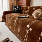 Chenille Jacquard Sofa Throw Cover with Tassel Soft Thick Couch Protector Blanket