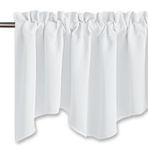 Nicetown Bathroom Valances For Small Windows, Rod Pocket Elegant 52 Inches By 18 Inches Scalloped Valance Curtain Panel For Livi