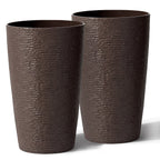 Round Plastic Planters Set of 2, 21 Inch Tall with Drainage