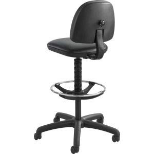 Precision Extended Height Swivel Stool W/Adjustable Footring, Black Fabric