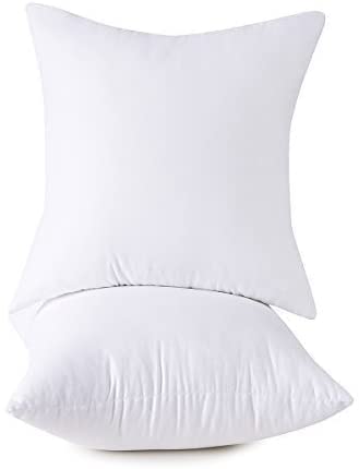 Set Of 2, Cotton Cover Down Alternative Decorative Throw Pillow Insert, Square, 26X26 Inch