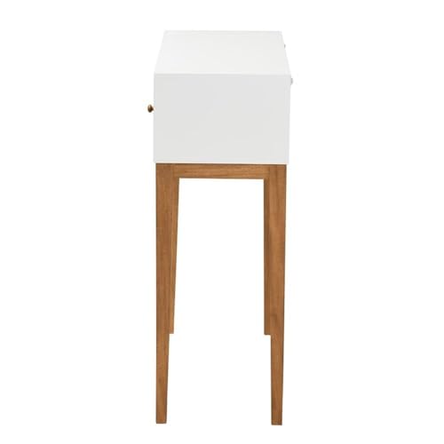 Baxton Studio Odile Mid-Century Modern Two-Tone Natural Brown and White Bayur Wood 1-Drawer Console Table Natural Brown/White/bayur Wood