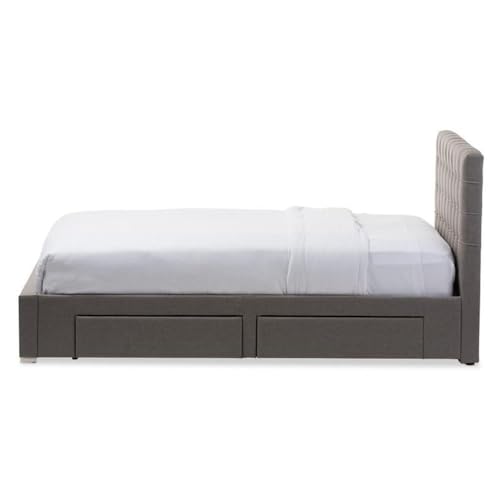 Baxton Studio Rene Modern and Contemporary Grey Fabric 4-drawer Queen Size Storage Platform Bed