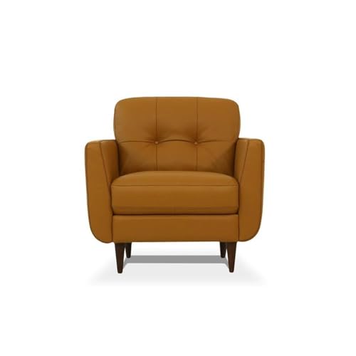 Acme Radwan Tufted Leather Accent Chair In Caramel