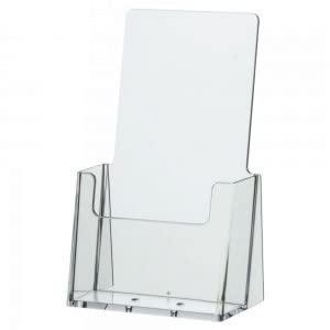 Younisale 4' Wide Tri-Fold Booklet / Brochure / Sign / Menu Holder, Counter Top, Table Top Organizer (Pack Of 1, Clear/Transpar