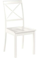 East West Furniture BOC-WHI-W Boston Dining Room Chairs - Cross Back Solid Wood Seat Chairs, Set of 2, Linen White