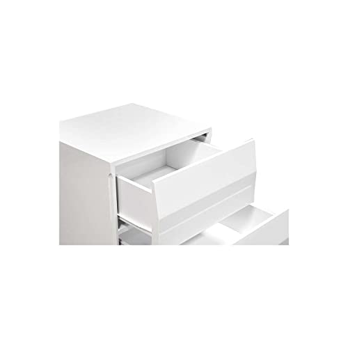 Best Master Spain 2-Drawer Poplar Wood Bedroom Nightstand In White/Silver Base