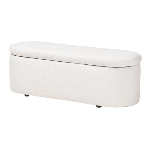 Baxton Studio Lavina Modern White Teddy-Bear Fabric Storage Bench