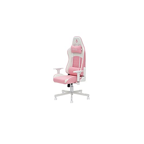 Lilola Home Stella Pink & White PU Leather Gaming Chair