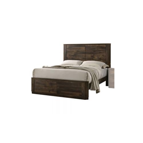 Acme Elettra King Panel Bed In Antique Walnut