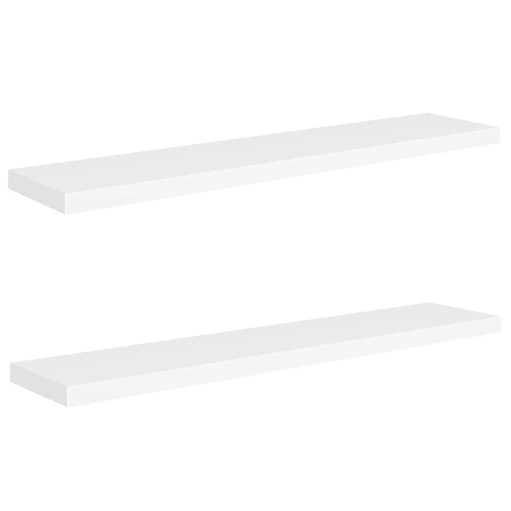 vidaXL Floating Wall Shelves - Set of 2 - White - Invisible Mounting System - Honeycomb MDF and Metal Construction - Stylish Display Ledge - Modern Decorative Utility Storage - 47.2&quot;x9.3&quot;x1.5&quot;