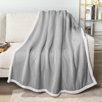Pavilia Light Grey Sherpa Fleece Throw Blanket For Couch, Soft Thick Bed Blanket For Sofa, Cozy Warm Throw Blanket All Season, F