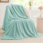 Bedelite Fleece Throw Blanket For Couch & Bed - 3D Jacquard Decorative Haze Blue Blanket, Super Soft And Cozy Warm Fuzzy Blanket