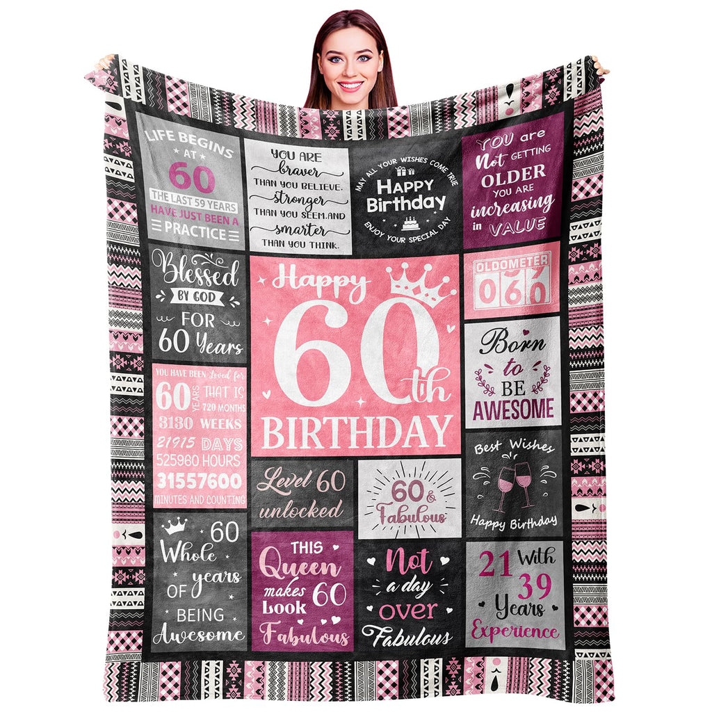 Ivivis 60Th Birthday Gifts For Women Blanket 60   X50   , 60Th Birthday Decorations Women, 60Th Birthday Gift Ideas, Happy 60Th