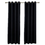 Mangata Casa Black Blackout Curtains Grommets 2 Panels For Bedroom -Window Curtain Panel For Living Room-Darkening Thermal Drape