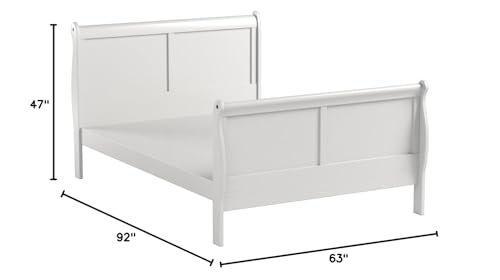 Acme Louis Philippe III Queen Wooden Sleigh Bed in White