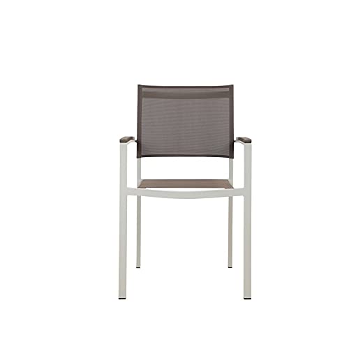 Pangea Home David Aluminum Patio Dining Char in White/Gray (Set of 6)
