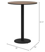 Flash Furniture 30'' Round Natural Laminate Table Top with 18'' Round Bar Height Table Base