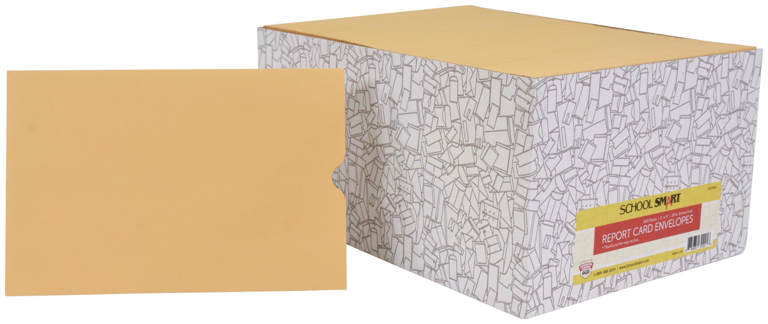 School Smart Report Card Envelope, 28 Lb, 6 X 9 Inches, Kraft, Pack Of 500