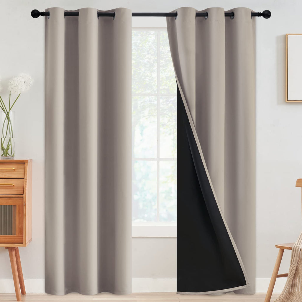 Simplehome 100% Blackout Curtains For Bedroom,Thermal Insulated Natural Grommet Window Drapes Room Darkening Curtains For Living