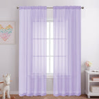 Ovzme Lavender Sheer Curtains 84 Inches Long 2 Panels - Soft Light Filtering Window Sheer Panels For Living Room/Bedroom, Top Du