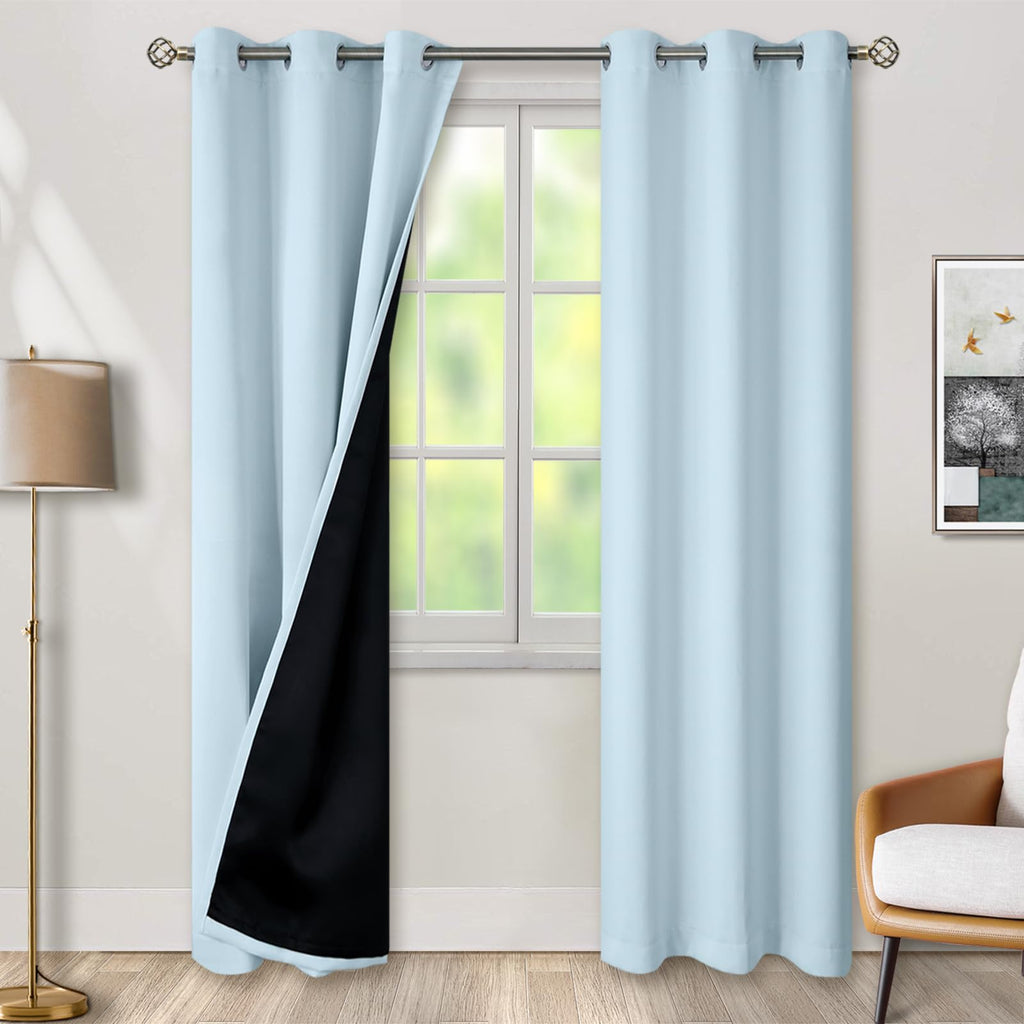 Bgment Baby Blue 100% Blackout Curtains For Nursery Bedroom 84 Inch Length 2 Panels, Thermal Insulated Full Light Blocking Gromm