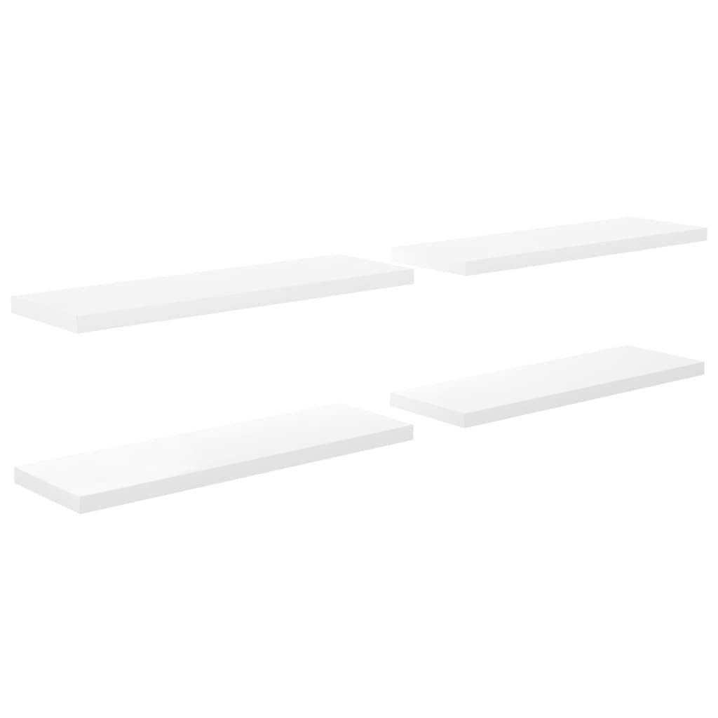 vidaXL Floating Wall Shelves 4 pcs High Gloss White 47.2&quot;x9.3&quot;x1.5&quot; MDF