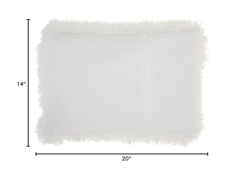 HomeRoots 100% Polyester White Super Shaggy Throw Pillow