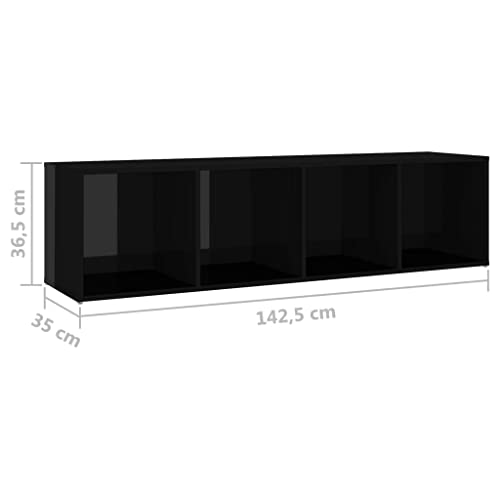 vidaXL TV Cabinet Set 5 Piece Bedroom Living Room Entertainment Center HiFi Cabinet TV Stand Unit Furniture High Gloss Black Engineered Wood