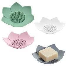 Divik Silicone Soap Box Holder for Bathroom | Flower Soap Drain Soap Tray  Multi Color