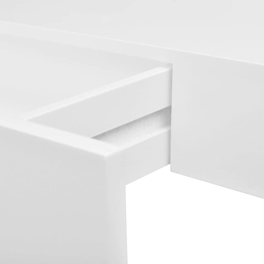 vidaXL White Floating Wall Display Shelf with Drawer - Scandinavian Modern Style, MDF Material, Ideal for Book/DVD Storage & Display