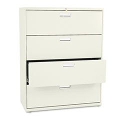 Hon 600 Series Standard Lateral Files W/Locks-4 Drawer Lateral File W/Lock, 42&quot;X19-1/4&quot;X53-1/4&quot;, Putty