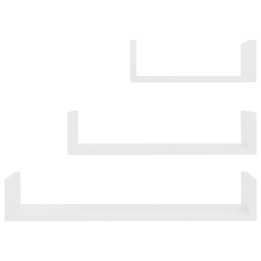 vidaXL Wall Display Shelves - Set of 3 in White, Engineered Wood Modern Design, Different Sizes, Easy to Assemble, Perfect for Home, Office, and Dorm Use