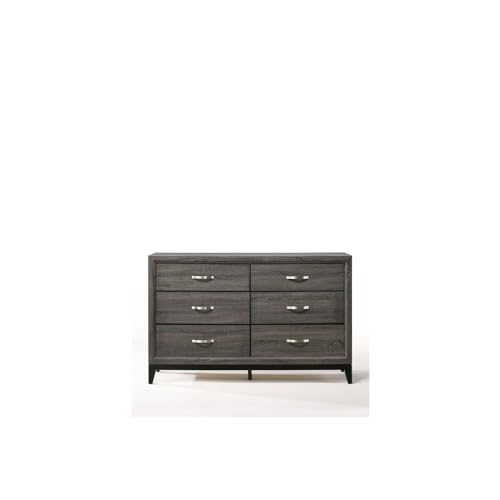 Acme Valdemar Metal And Wood Bedroom Dresser In Weathered Gray