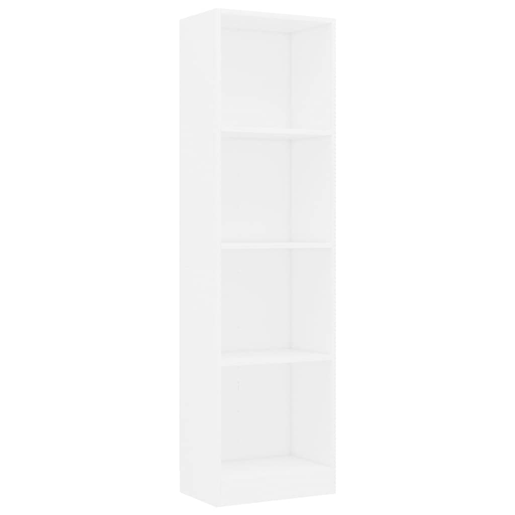 vidaXL 4-Tier Book Cabinet White 15.7&quot;x9.4&quot;x55.9&quot; Chipboard