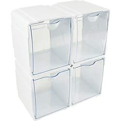 Deflecto Tilt Bin Interlocking Storage Organizer - 2.2 Height x 5.3 Width x 4.7 Depth - Desktop, Wall Mountable - White - 